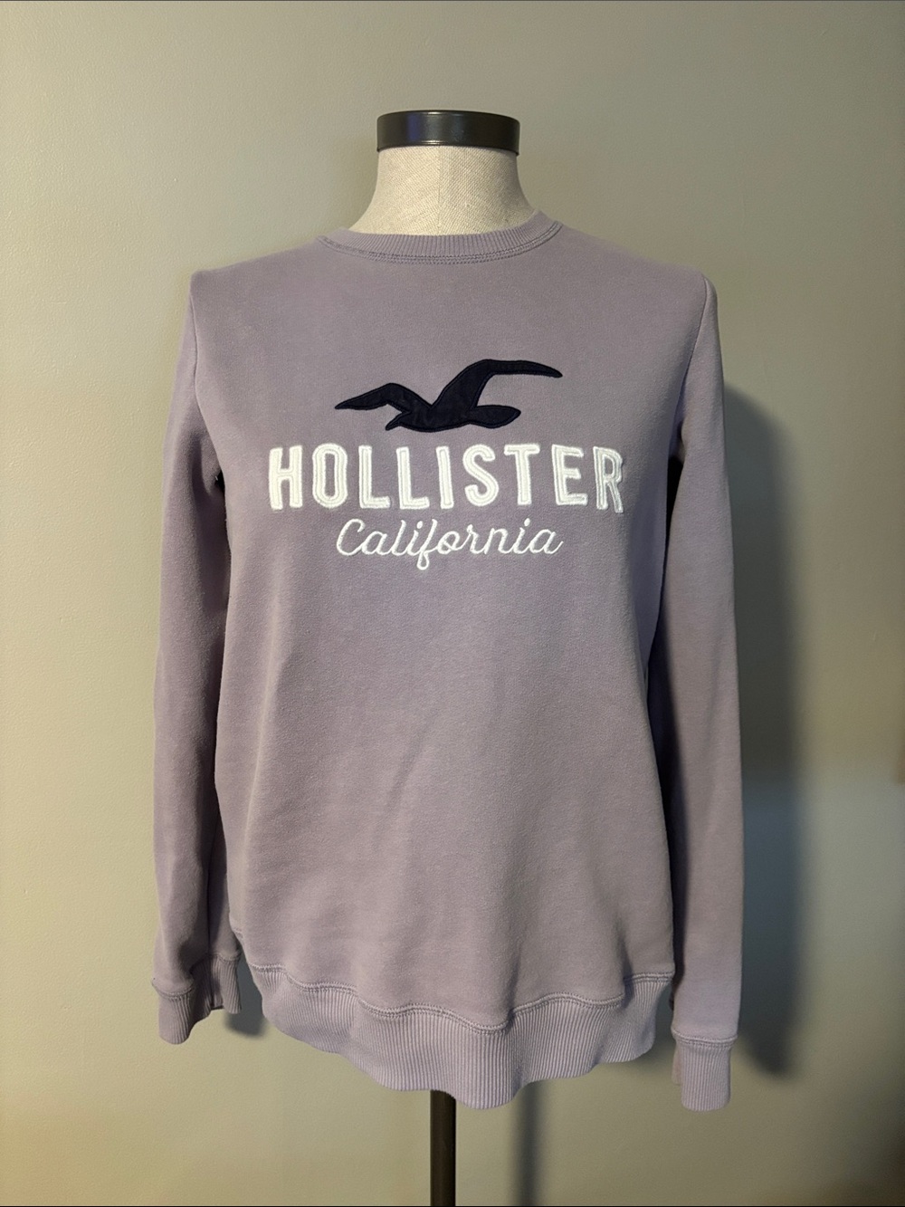Hollister Lavender Crewneck Sweatshirt with Navy Logo